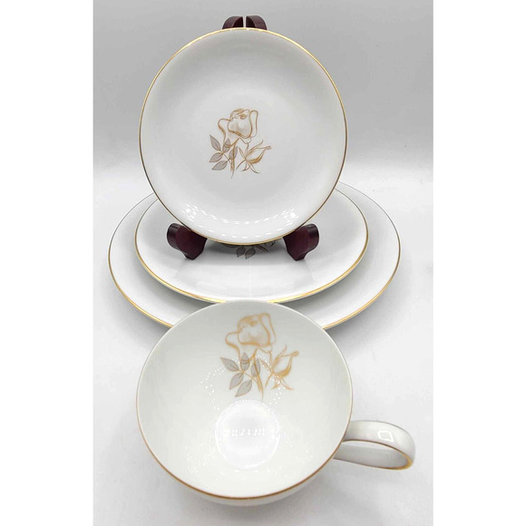 KPM Krister China Germany Gold Rose Design. 4-Piece Set. Choice of quantity. - Picture 8 of 16